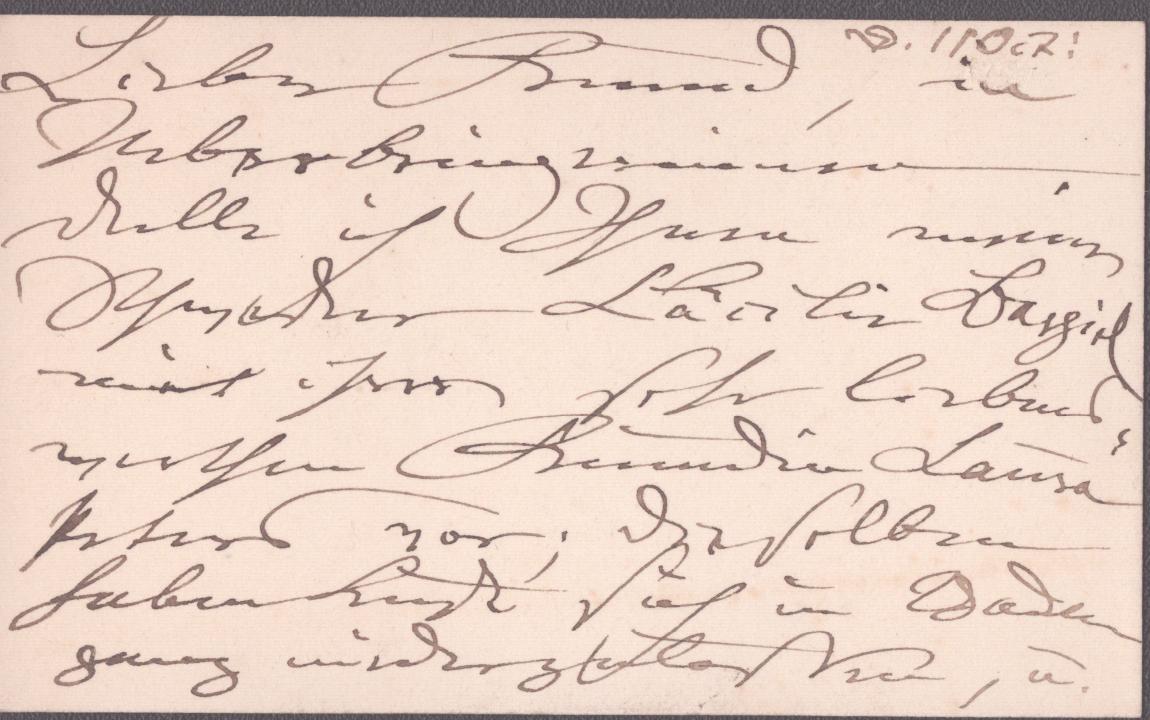 Schumann, Clara - Visiting Card Signed